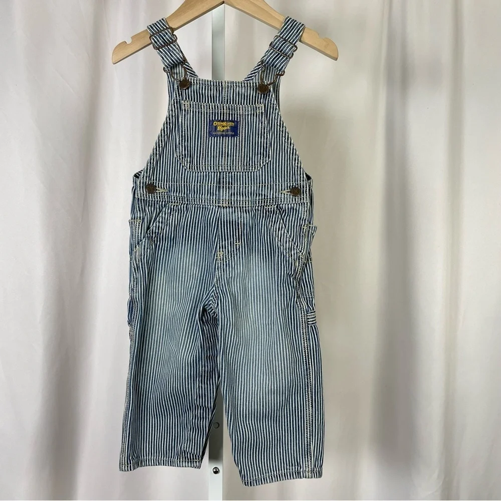 OshKosh B'gosh 18 Months Pinstripe Overalls Retro Outdoor Rugged Chore Barn